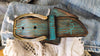 Wide Leather Belt - Turquoise with Brown Wash