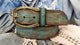 Wide Leather Belt - Turquoise with Brown Wash