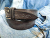 Dark Brown Leather Belt with gray wash Men's Design wide Leather Belt with Western style and Buckle by Ishaor, perfect color with jeans