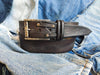 Two Pieces Belt - Dark Brown with Gray Wash