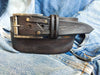 Two Pieces Belt - Dark Brown with Gray Wash