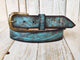 Turquoise belt with brown wash