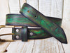 Custom Green Leather Belt for Men - Genuine Leather Accessories for Him