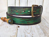 Custom Green Leather Belt for Men - Genuine Leather Accessories for Him