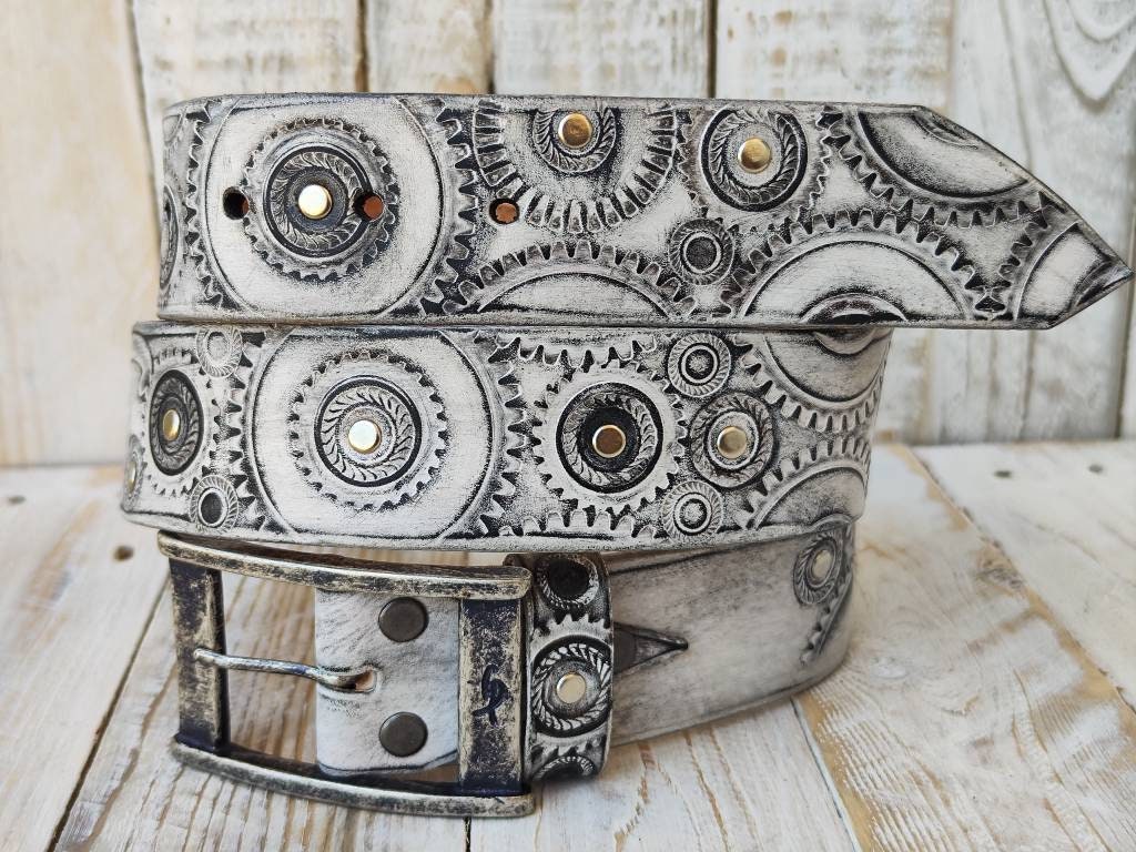 Biker Style, white Belt, Fashion Leather, Unique Belts, Mens Fashion,Motorcycle, Buckle Belt, Leather Products,Custom leather belts, Ishaor