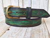 Custom Green Leather Belt for Men - Genuine Leather Accessories for Him