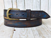 Blue belt with brown vintage wash