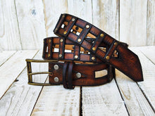 Vintage Brown Leather Belt - Unisex Classic Style Ishaor Customizable Design - Perfect Mens or Womens Gift