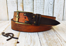 Ishaor unique Handmade Brown Leather Belt - Authentic Full Grain with  Bronze buckle