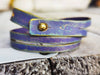 Handmade Purple Leather and Gold Bracelet for Women - Unique Gift Idea