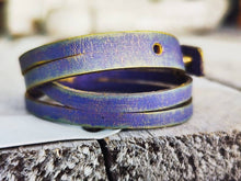 Handmade Purple Leather Bracelet - Gold Wash Unique Womens Gift