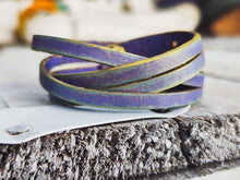 Handmade Purple Leather Bracelet - Gold Wash Unique Womens Gift