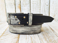 Handmade White Leather Belt with Black Wash - Unique Double Strap Design - Ishaor