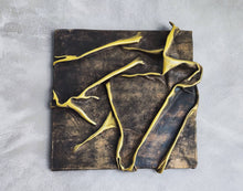 Brown Leather Wall Art with a Touch of Gold - Handmade with Unique Technique and One-of-a-Kind