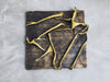 Handmade Brown Leather Wall Art with Touch of Gold - Unique Technique One-of-a-Kind