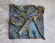 Handmade Turquoise Blue and Brown Leather Wall Art with Gold Accents - One-of-a-Kind and Unique Technique