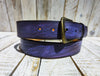 Regal Elegance: Handcrafted Purple Leather Belt with Black Wash and Ancient Gold Buckle