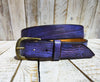 Regal Elegance: Handcrafted Purple Leather Belt with Black Wash and Ancient Gold Buckle