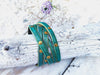 Handmade Turquoise Leather Bracelet with Greenwash and Touch of Gold - Elegant Gold Accents