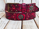 Handcrafted Red Leather Bikers Belt with Motorcycle Gear Stamps Black Wash Silver Studs and Coins - Perfect for the Motorcycle Enthusiast