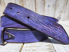 Handcrafted Purple Leather Belt with Black Wash and Ancient Gold Buckle - Regal Elegance