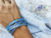 Handmade Purple Leather Bracelet with Turquoise Wash and Elegant Gold Pieces - Stunning Boho Jewelry for Women