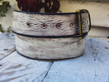 Handmade white creamy  Leather Belt with Beautiful Brown Wash - Unique and Stylish Accessory