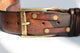 Handmade Two-Piece Brown Leather Belt Unique Two-Tone Design 4.2cm Width Versatile Statement Belt ISHAOR Original