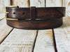 Classic Brown Leather Belt with Bronze Buckle - Perfect for Everyday Wear and Jeans