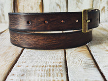 Brown Leather Belt with Bronze Buckle - Classic  Casual Everyday Wear - Ideal for Jeans