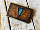 Statement Brown Belt Buckle with Turquoise Geometric Pattern One-of-a-Kind Fashion Accessory