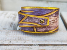 Handcrafted Gold Engraved Leather Wrap Bracelet - Womens Jewelry