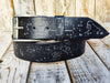 Upgrade Your Style: Black Leather Belt with silver E-Stamp and silver removable buckle by Ishaor