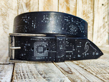 Upgrade Your Style: Black Leather Belt with silver E-Stamp and silver removable buckle by  Ishaor