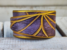 Handcrafted Gold Engraved Leather Wrap Bracelet - Womens Jewelry