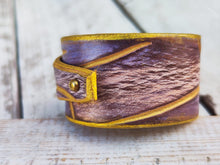 Handcrafted Gold Engraved Leather Wrap Bracelet - Womens Jewelry