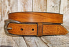 Light Brown Narrow Leather Belt with Silver Buckle Perfect for Everyday Wear and Pairing with Jeans