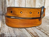 Light Brown Narrow Leather Belt with Silver Buckle Perfect for Everyday Wear and Pairing with Jeans