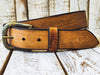 Western Cowboy Light Brown Leather Belt - Full Grain Handcrafted and Perfect for Jeans