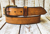 Western Cowboy Light Brown Leather Belt - Full Grain Handcrafted and Perfect for Jeans