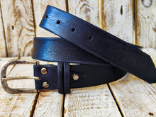 Customizable Vintage Black Leather Mens Belt with Silver Buckle - Personalized Gift for Dad Boyfriend or Any Man