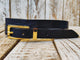 Sleek Black Leather narrow Belt with Elegant Gold Buckle - Stylish and Versatile Accessory