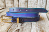 Handcrafted Narrow 2cm purple Leather Belt with turquoise wash and golden finish attaches to Gold Buckle for Women, Elegant design