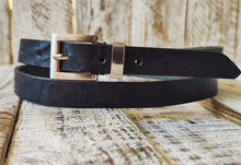 Classic Casual Narrow Black Leather Belt with Silver Buckle for Everyday Wear - Perfect with Jeans