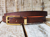 Classic Casual Narrow Brown Leather Belt with Gold Buckle for Everyday Wear - Perfect with Jeans