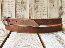 Handmade Brown Narrow Leather Belt with Silver Buckle - Stylish Accessory for Men or Women