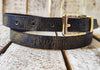 Elegant Everyday Accessory Black Leather Belt with Gold Wash and Buckle - Adjustable and Perfect Gift