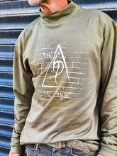 Olive Green Long Sleeve Tee - Original Print by ISHAOR 100% Cotton ,Half-Turtle Neck Tee. stylish shirt to wear with jeans