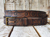 Rugged Handmade Leather Belt: Vintage brown designed with Motorcycle Gear Stamps, perfect personalized gift for bikers