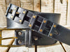 Handcrafted original Black Leather Studded Belt with Bronze Buckle and unique design by Ishaor